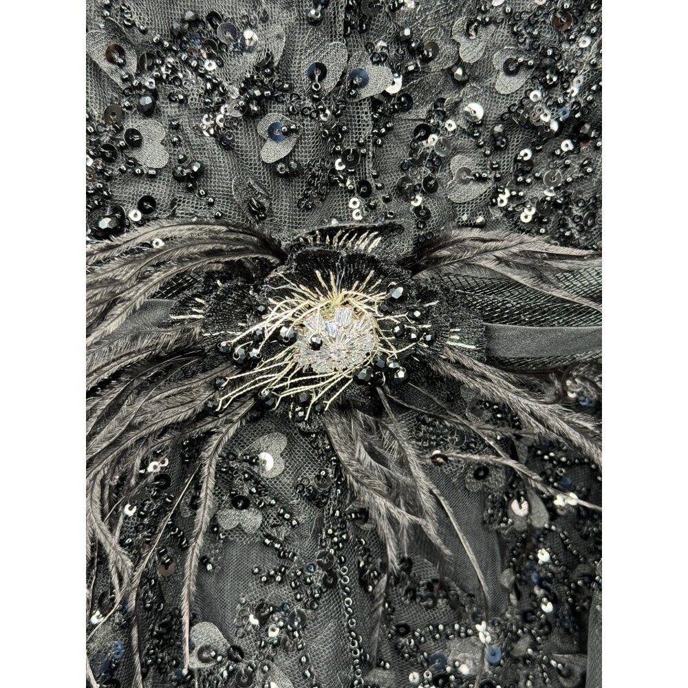 Mac Duggal Black Sequin Tulle Midi Dress - Picture 7 of 11